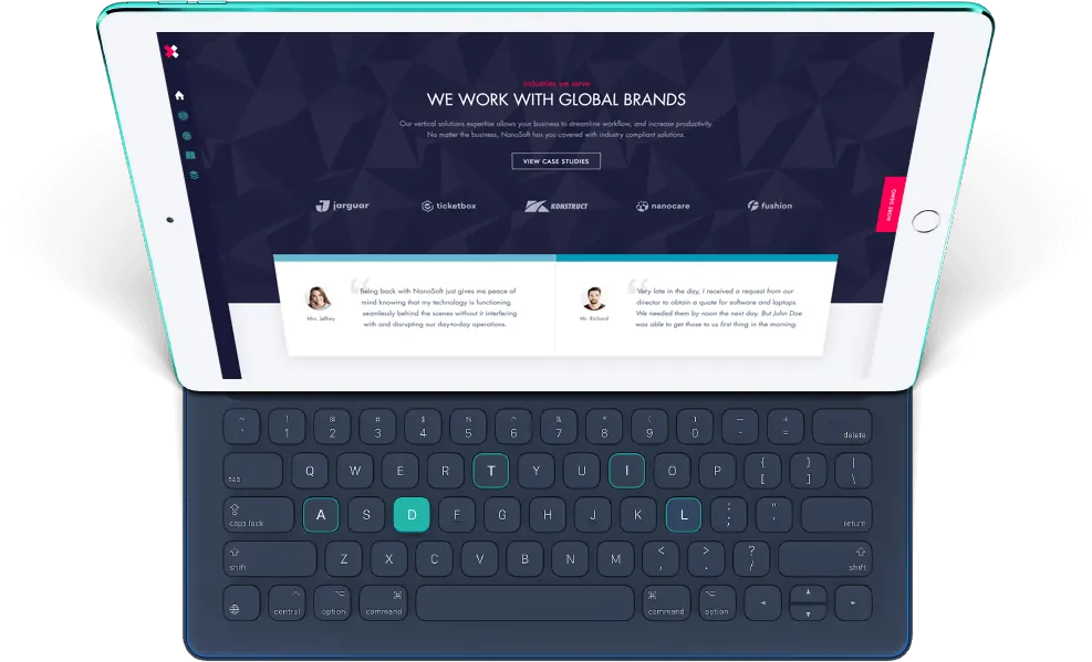 Sabright websites and software on a tablet